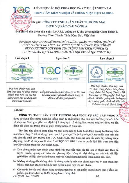 Chứng nhận TQC CGLOBAL